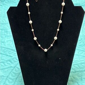 Elegant Pearl Necklace with Gold Chain